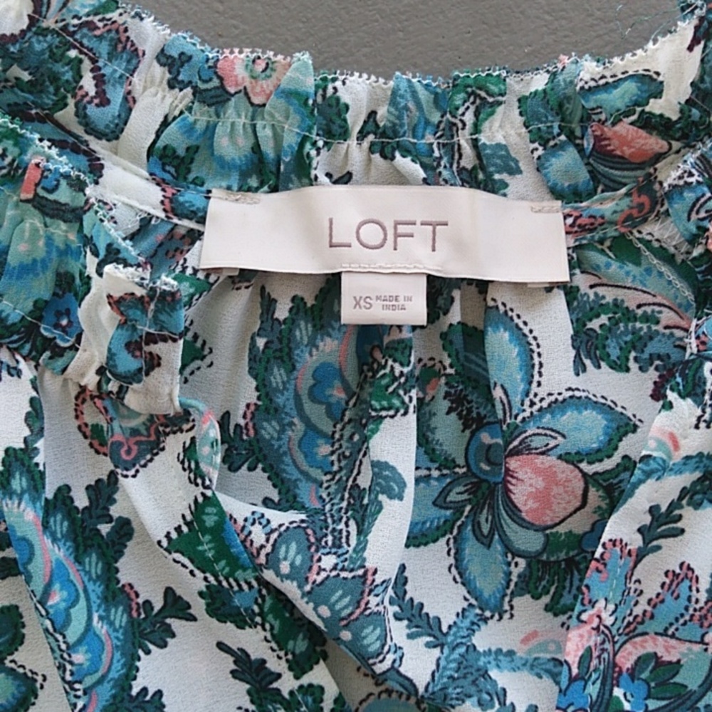 Loft Floral Paisley Peplum Blouse Top - Picture 4 of 8